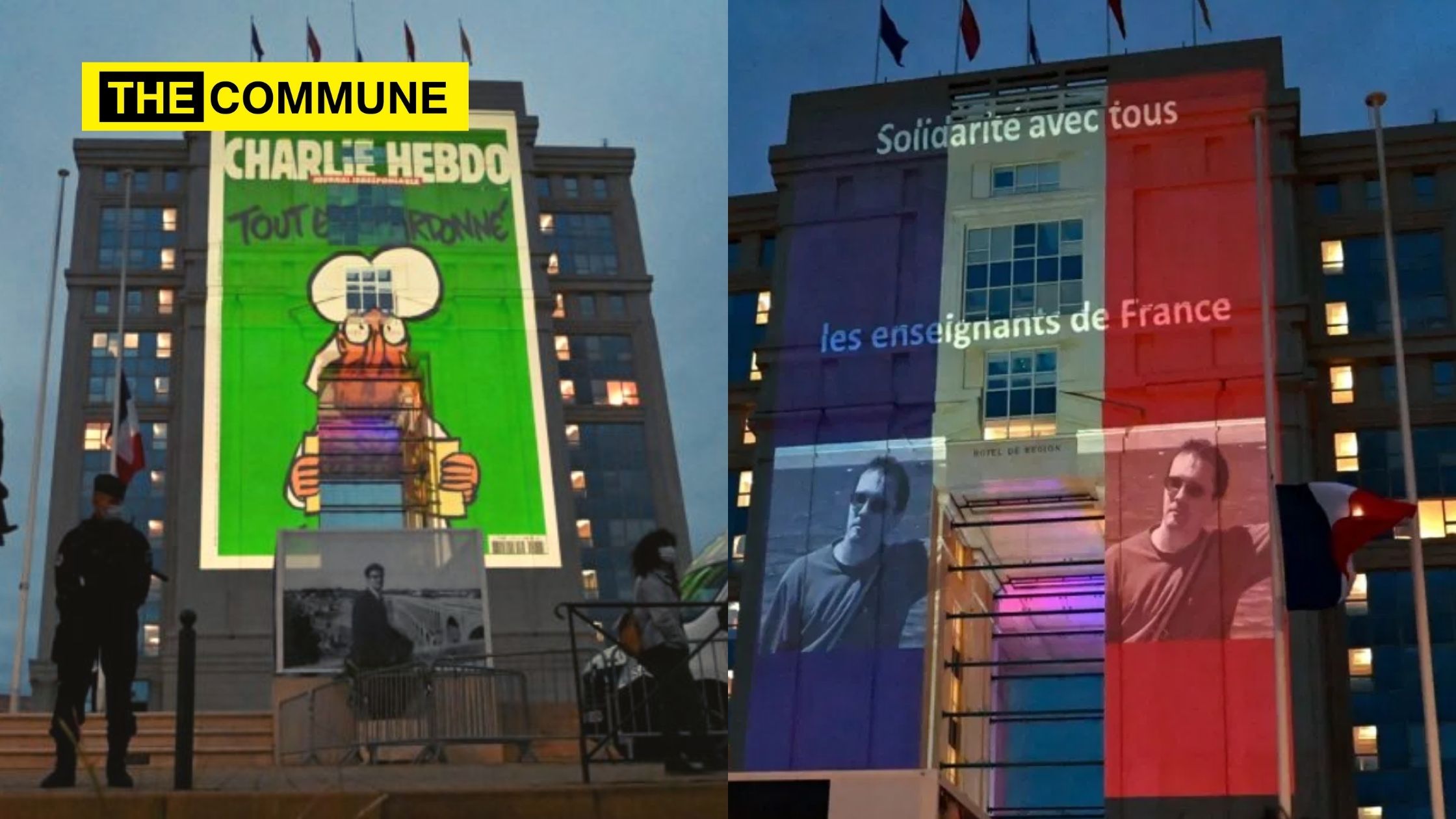 France: Charlie Hebdo cartoons including Prophet Mohammed caricature projected on government building