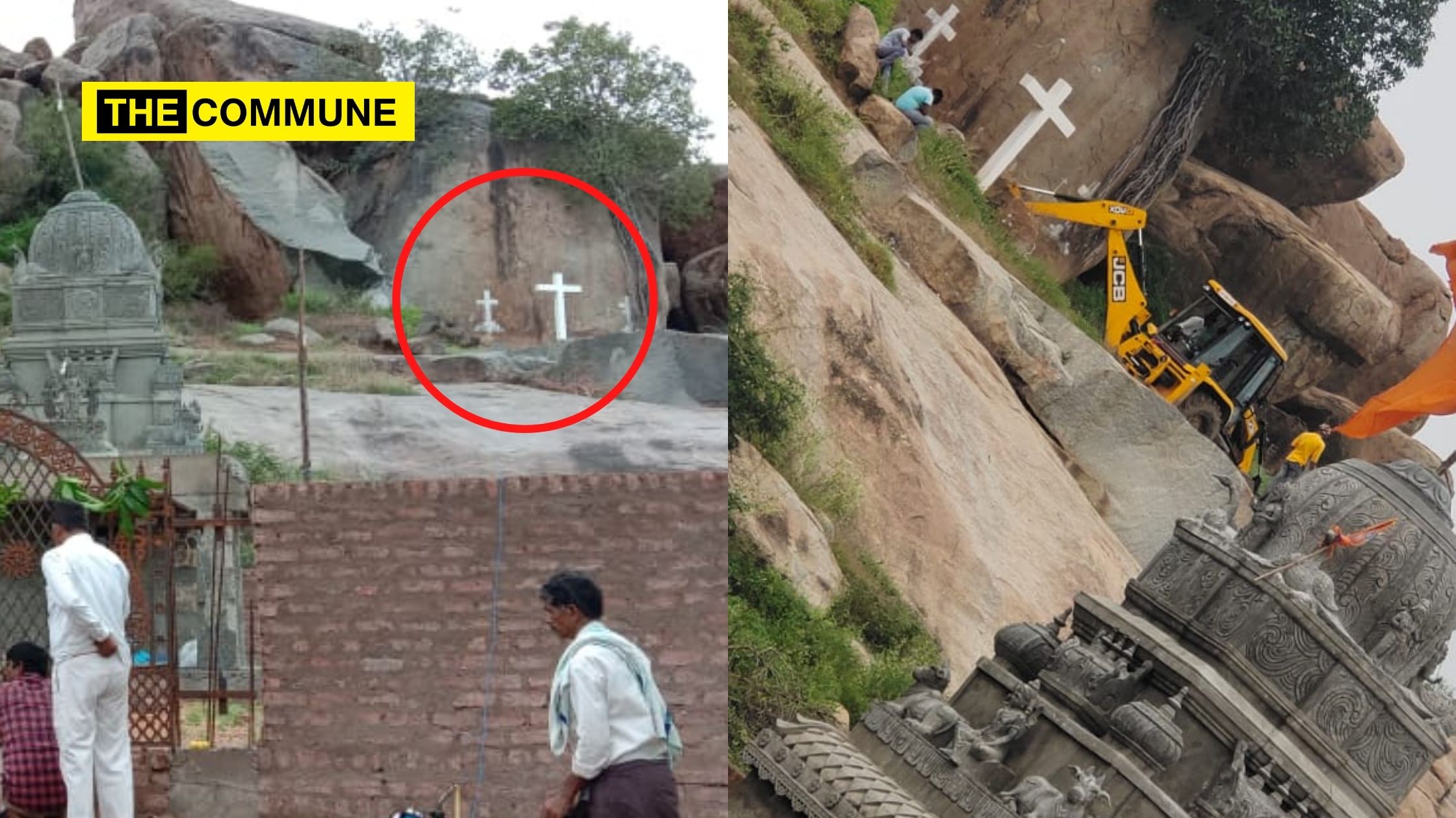 Villagers file complaint against giant cross erected adjacent to ancient Hindu temple