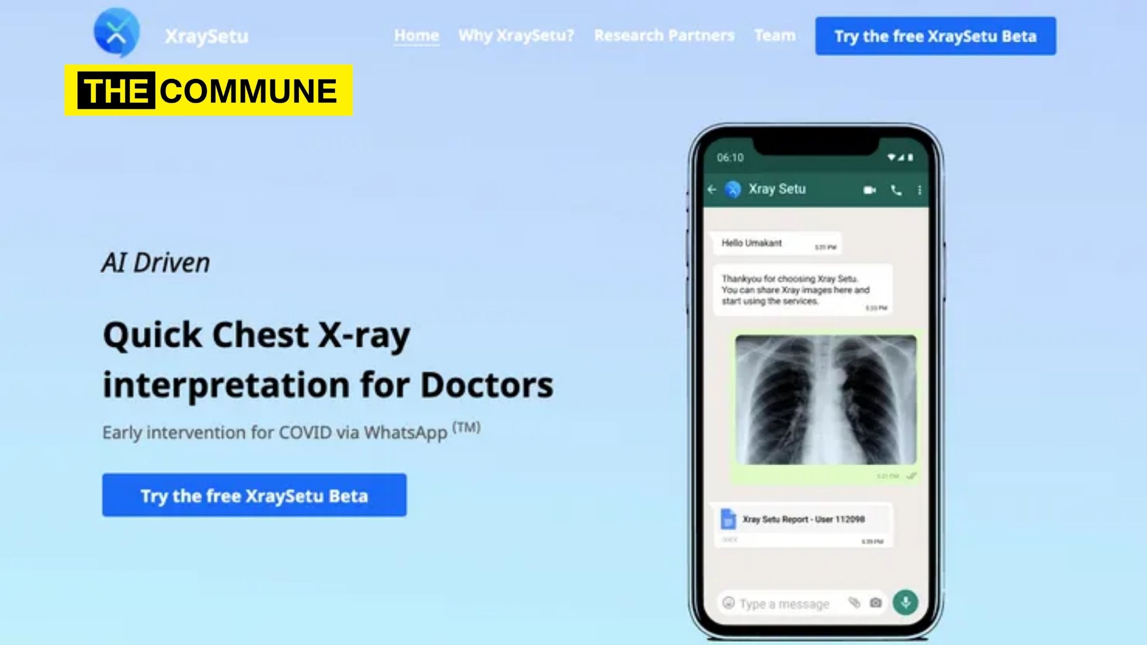 X-Ray Setu: A new AI-driven platform to facilitate early-COVID interventions over Whatsapp