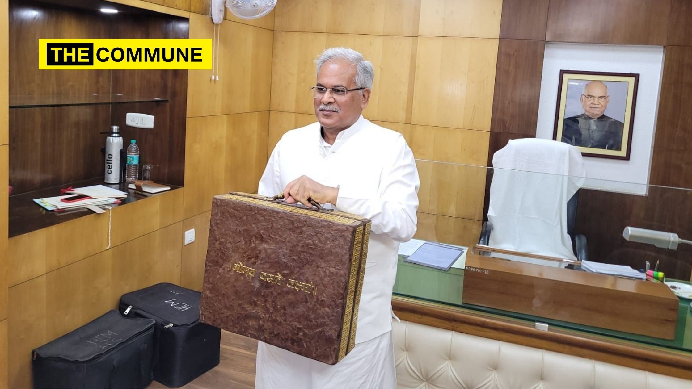 Chhattisgarh CM Bhupesh Baghel carries budget papers inside briefcase made of cow dung