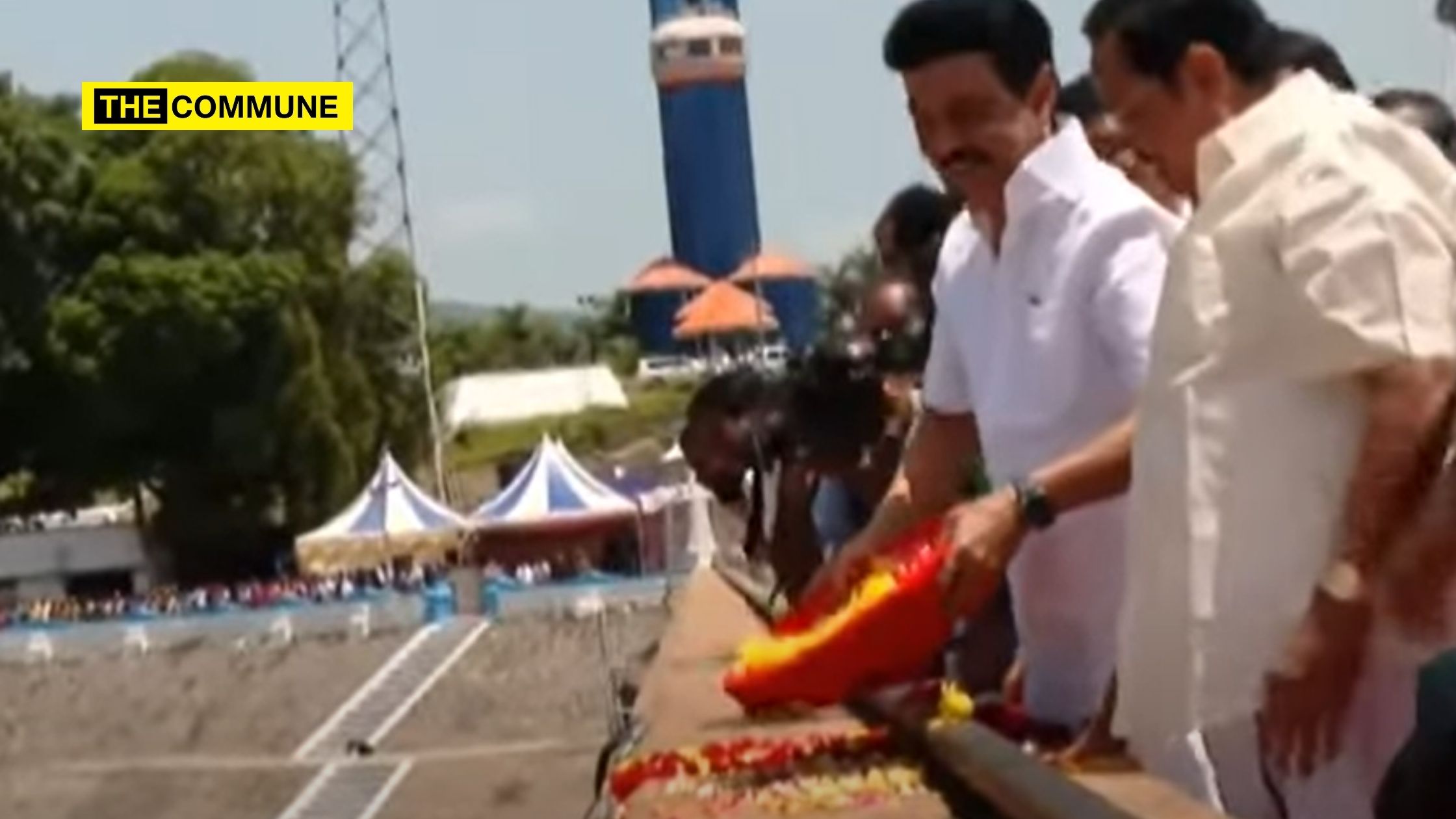 dmk mk stalin mettur dam flowers