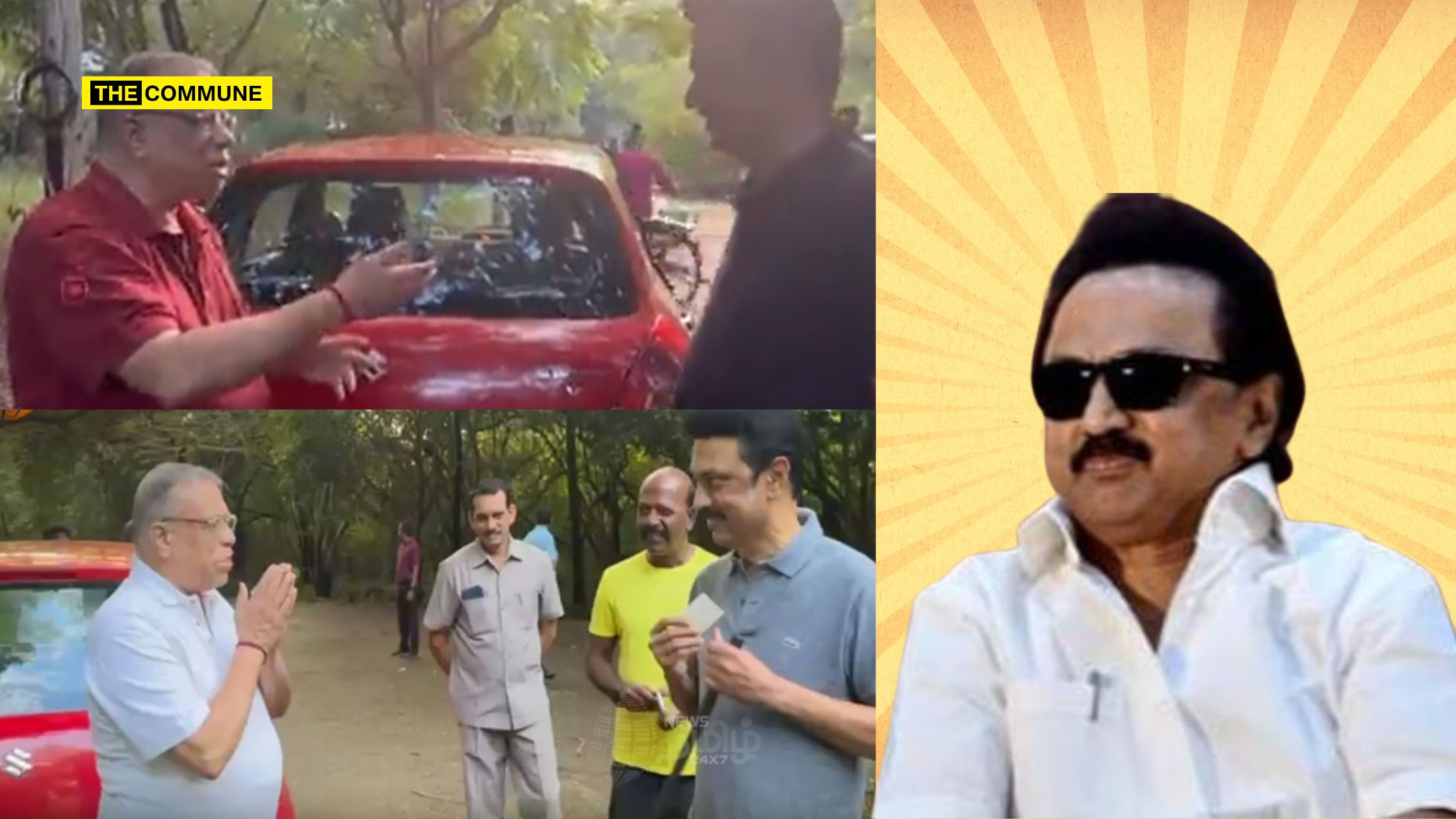 dmk vidiyal propaganda pr stunt stalin ma subramaniam old man praise sekar babu