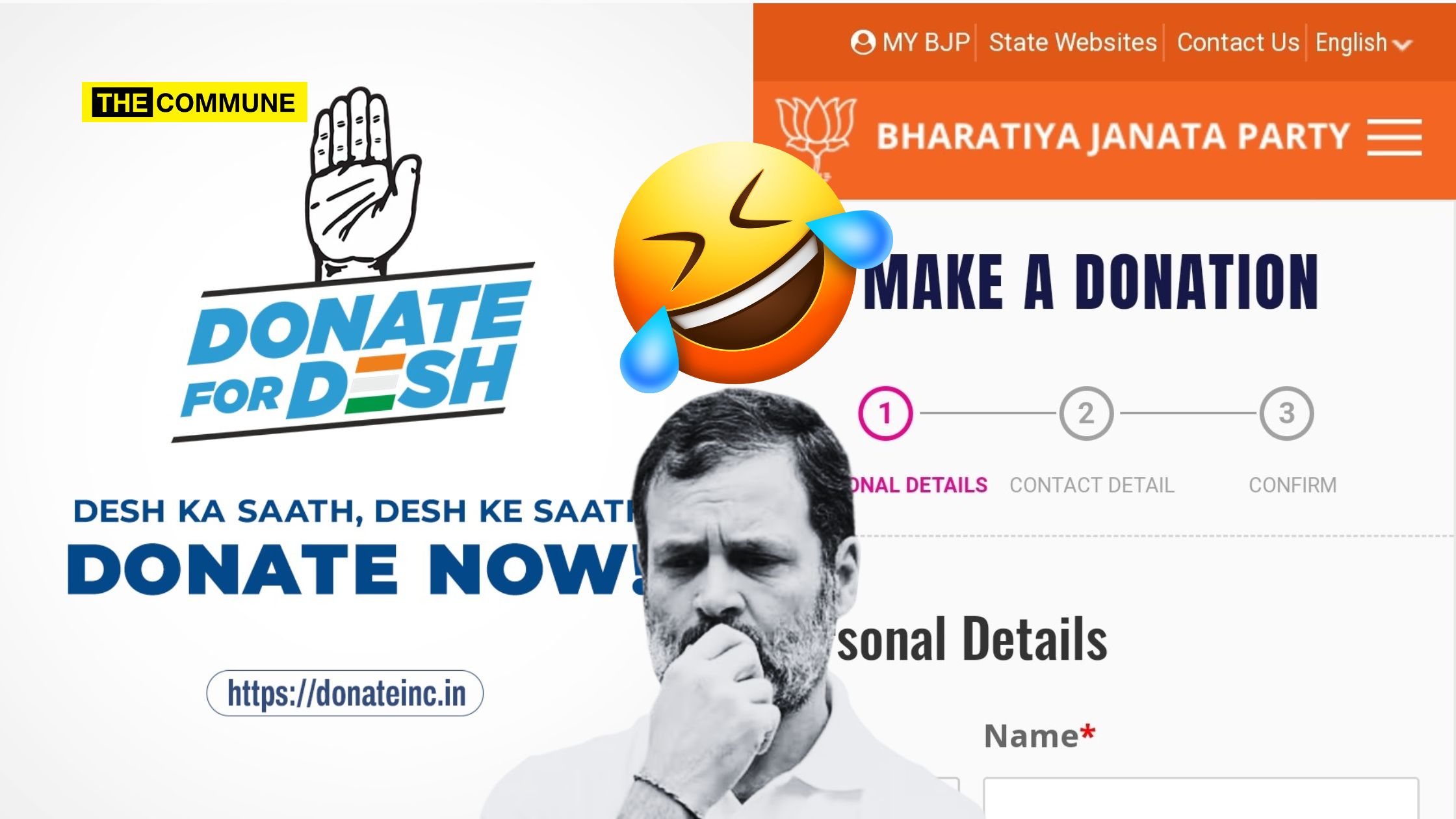 Congress' Moye Moye Moment: As Congress Fails To Register 'DonateForDesh' Domain, Traffic Gets Diverted To BJP's Donation Page - The Commune