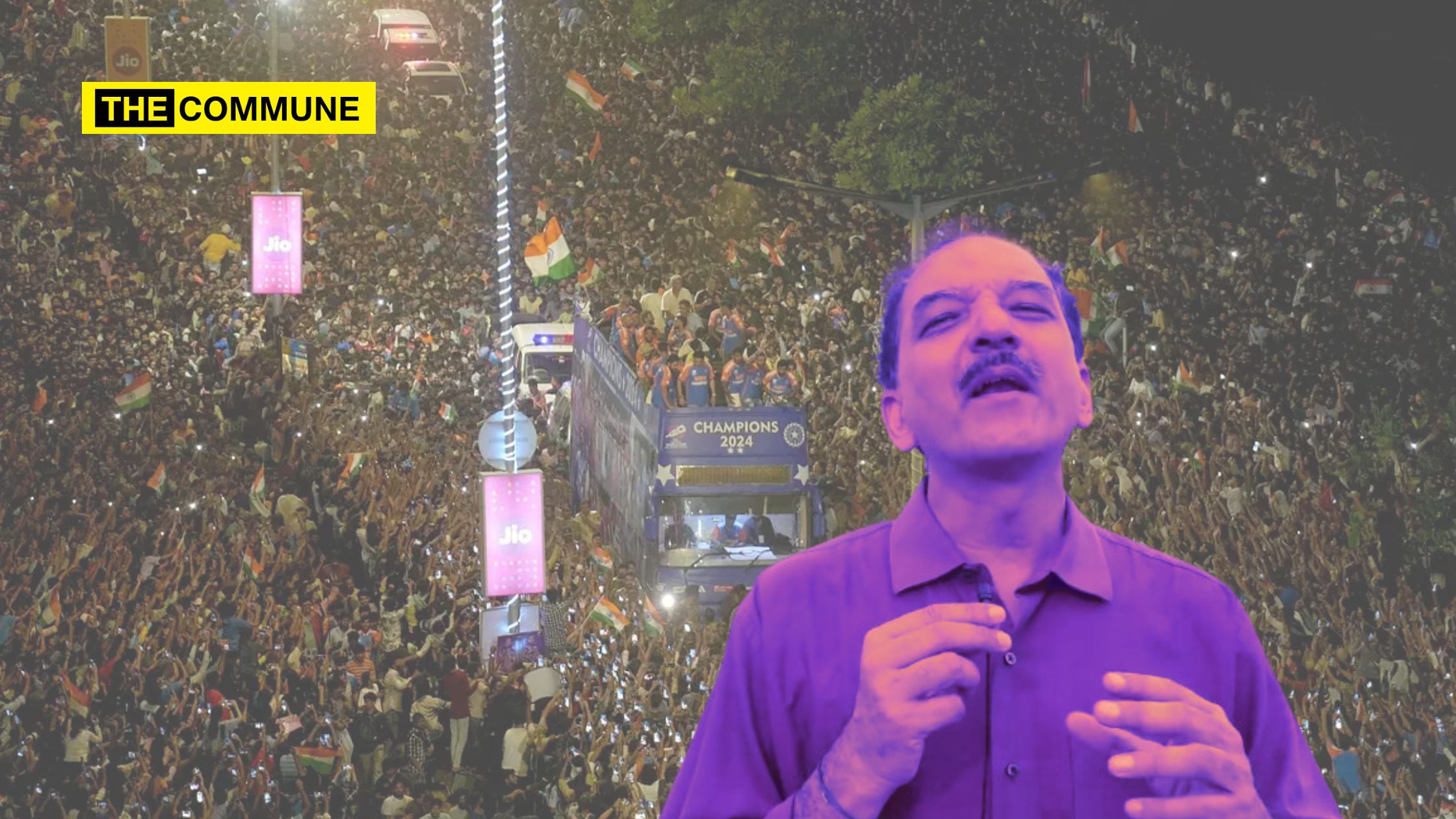 sumanth raman t20 world cup winning cricket team open bus parade mumbai marine drive crowd