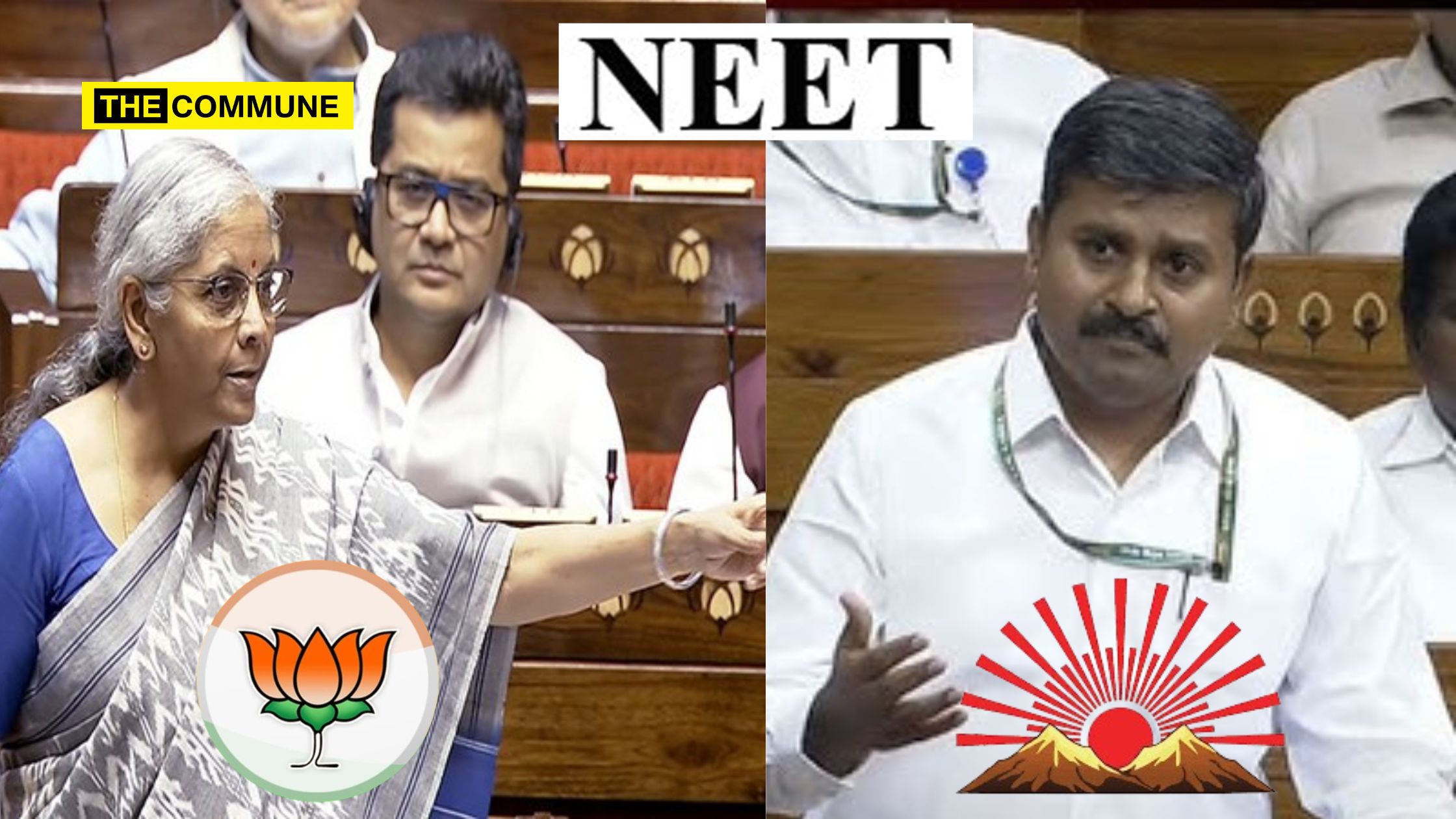 Finance Minister Nirmala Sitharaman Gave a Point-by-Point Rebuttal to DMK MP Arun Nehru's NEET Inequality Claim Union FM Sitharaman blasted MP Arun Nehru's fake claims on NEET causing inequalities.