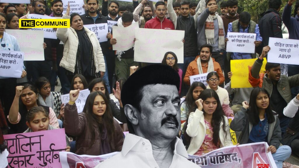 ABVP Students Stage Protest Outside Tamil Nadu Bhawan In Delhi Demanding Justice Over Anna University Sexual Assault Case