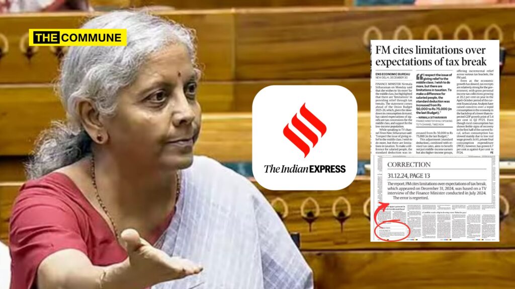 Indian Express Publishes 6-Month-Old Union FM Interview As New Budget Comment, Later Issues 'Correction' Instead Of Apology Buried Among Other News Stories