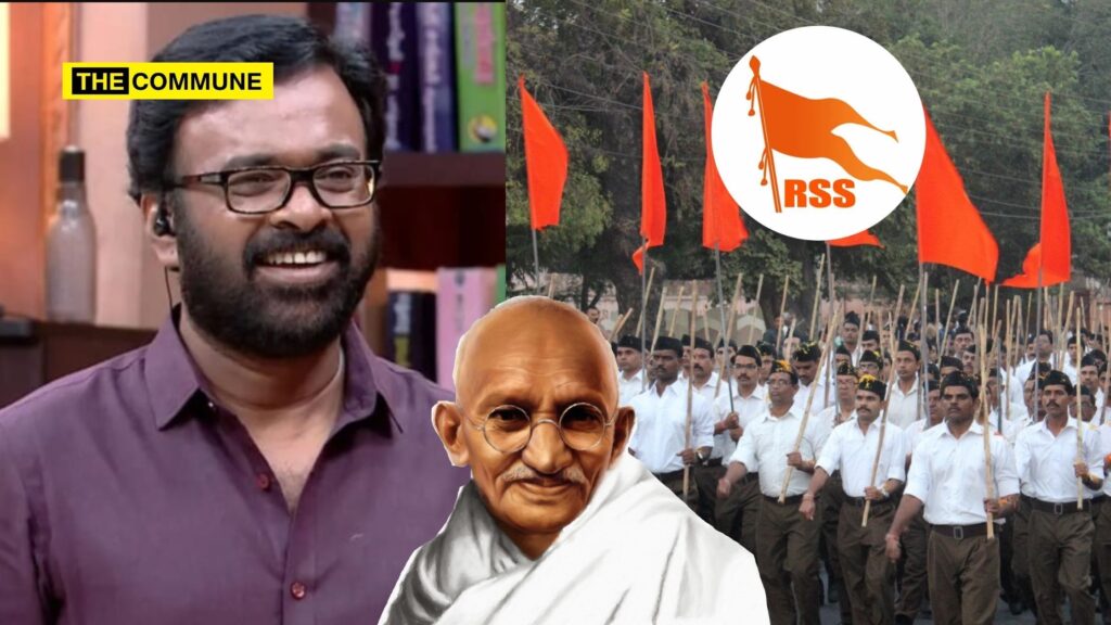 Leftist film director Karu Palaniappan falsely claimed that Gandhi was assassinated by an RSS member at an event.