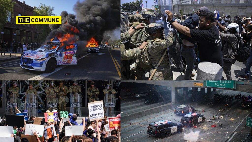 los angeles protest ice raids trump california national guard marines mexico immigrants