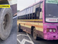 Dravidian Model Bus: Town Bus Tyre Nearly Falls Off Mid-Trip; Major Bus Accident Narrowly Averted Due To Driver Alertness town bus accident