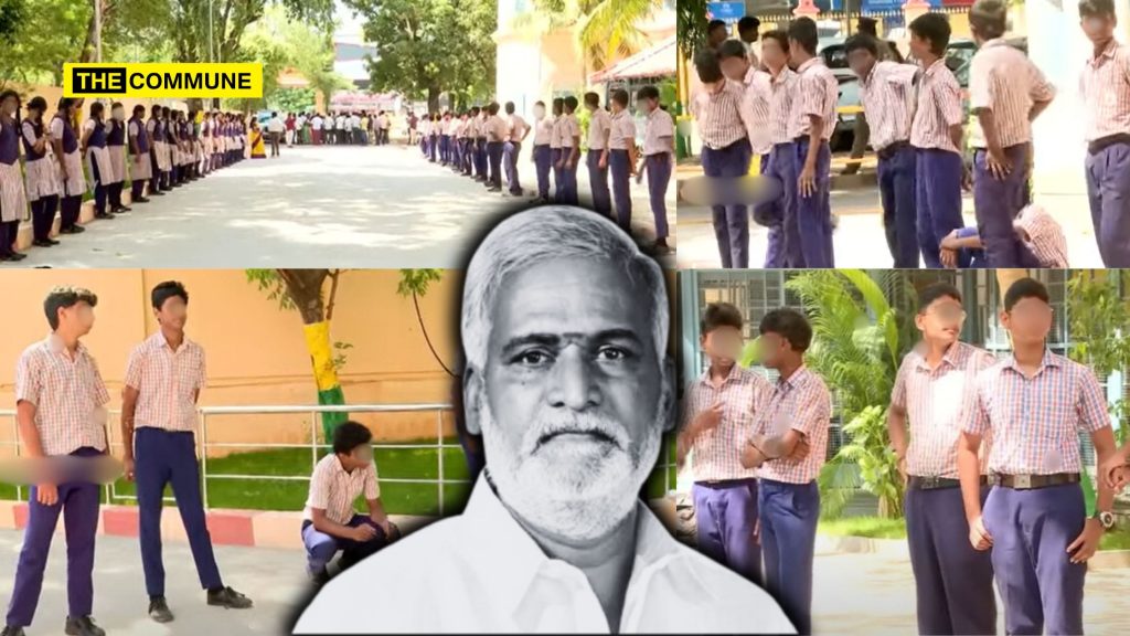 sekar babu school students standing in sun kilpauk event bicycle