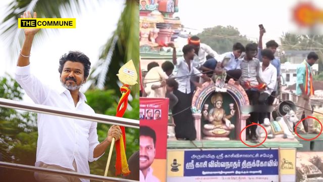 Vijay Lifts Vel While His Fans Climb On Temples With Shoes On