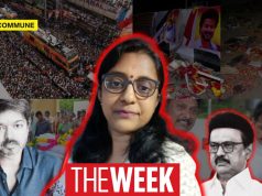 DMK Stooge ‘The Week’ Journalist Lakshmi Peddles Fake News About Vijay Over Karur Stampede, Doesn’t Delete Post Despite Being Fact-Checked