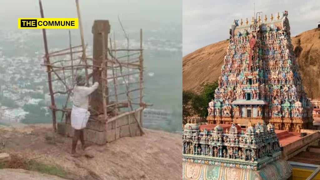 Bamboo Barricades Erected Around Deepa Sthambam Ahead Of Thiruparankundram Karthigai Deepam Festival