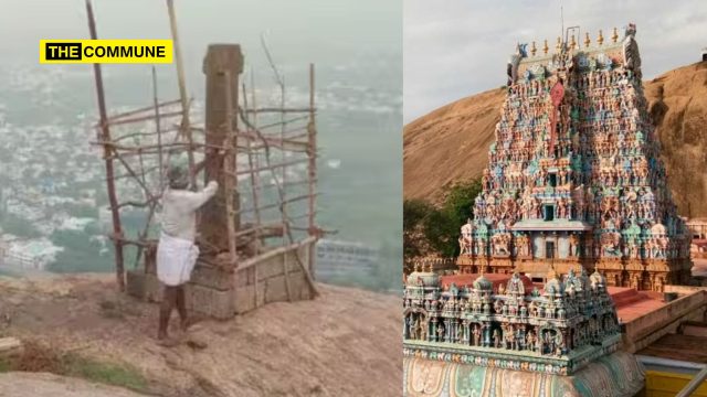Bamboo Barricades Erected Around Deepa Sthambam Ahead Of Thiruparankundram Karthigai Deepam Festival Bamboo Barricades Erected Around Deepa Sthambam Ahead Of Thiruparankundram Karthigai Deepam Festival