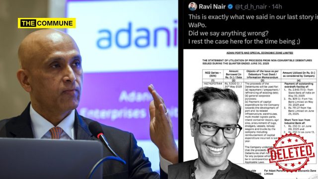 Pro-Congress Propagandist Ravi Nair Who Writes For Leftist Rags Tried To Turn A Routine Filing Into A Fake Adani Scandal, Deletes Post Silently After Adani Group CFO Schools Him On Finance 101