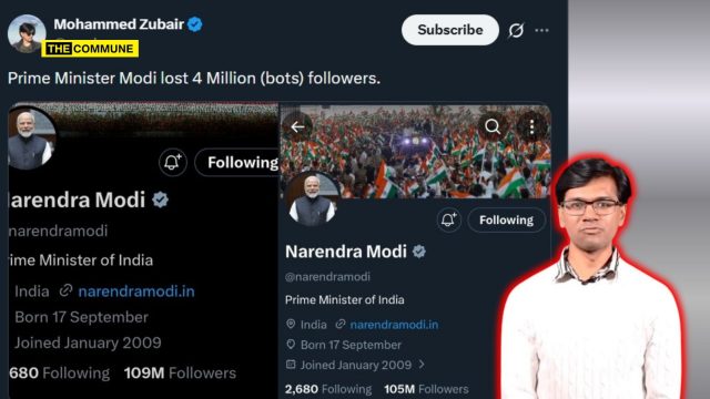 Alleged Fact-Checker & Islamist Mohammed Zubair Claims PM Modi Lost 4 Million Followers on X, Misleads Public By Omitting Platform-Wide Purge Context