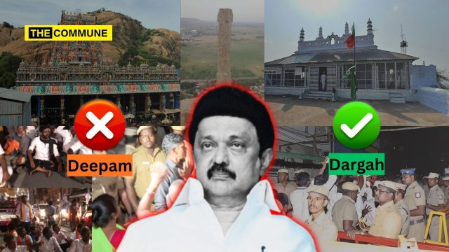 's Brazen Dravidian Model Appeasement & Hypocrisy, Stage Dharna DMK-Govt-Prevents-Hindus-To-Light-Deepam-Go-To-Kasi-Vishwanathar-Temple-Atop-Thirupparankundram-Hill-But-Provides-Full-Protection-For-Muslims-To-Hoist-Flag-At-Sikandar-Dargah