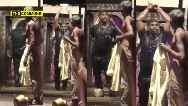 Dravidian Model Tamil Nadu Black-Shirt Wearing Man Enters Sanctum-Sanctorum Of Devi Shrine In Chidambaram Natarajar Temple, Pours Abhishekam Milk On Himself, Attacks Dikshitars; BJP Leaders Slam D