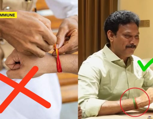 DMK Govt Panel Recommends Sacred Wrist Thread Ban In Schools, But Education Min Seen Wearing Them