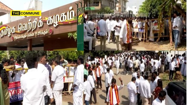 Traffic Paralysed, Barricades Up, Homes Blocked: TVK Cadres Choke Residential Streets Near Party HQ