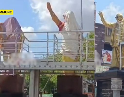 Madurai: Karunanidhi Statue Left Uncovered, MGR, Jayalalithaa Statues Covered After Code Of Conduct Comes Into Force Madurai: Karunanidhi Statue Left Uncovered, MGR, Jayalalithaa Statues Covered After Poll Code Comes Into Force