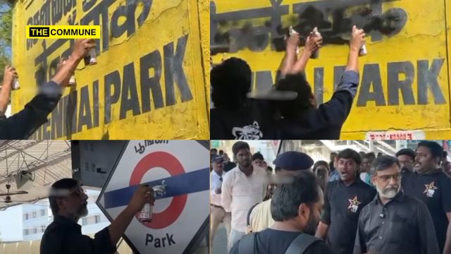 Separatist And DMK Stooge Thirumurugan Gandhi Vandalizes Railway Station Name Boards Having Hindi Names