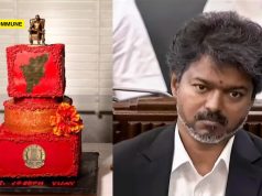 Birthday Cake For CM Joseph Vijay Taken To Secretariat Had TN Map Placed Below His Figurine’s Feet Birthday Cake For CM Joseph Vijay Features Tamil Nadu Emblem Below His Figurine's Feet