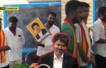 TVK Model: Party Functionaries Enter Kanchipuram Govt School Classroom, Hang Joseph Vijay Portrait, Shoot Reels TVK Model: Party Functionaries Enter Kanchipuram Govt School Classroom, Hang Vijay Portrait, Shoot Reels With Students