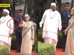 Sonia Gandhi Appears Upset As Full Vande Mataram Plays At Congress HQ, Allegedly Seen Signalling For It To Stop Sonia Gandhi Appears Upset As Full Vande Mataram Plays At Congress HQ, Allegedly Seen Signalling For It To Stop