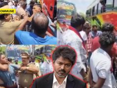 TVK-Ally VCK Cadres Block Thanjavur Road Over Removal Of Party Banners; Police Slaps Youth Who Questions Protest, Detain Him Instead TVK-Ally VCK Cadres Block Thanjavur Road Over Removal Of Party Banners; Police Slaps Youth Who Questions Protest, Detain Him Instead