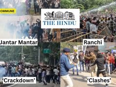 The Hindu’s Bias Exposed: “Crackdown” For Delhi Cockroach Protest, “Clashes” For Jharkhand Student Protest