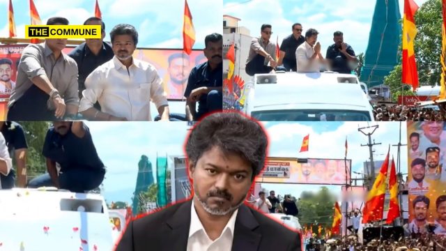 TVK Cadres Flood Salem With Vijay Banners, No Different From Dravidianist Roadside Display Culture TVK Cadres Flood Salem With Vijay Banners, No Different From Dravidianist Roadside Display Culture