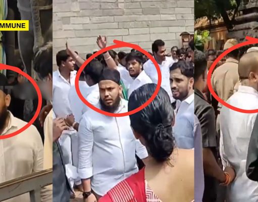 TVK Minister Aadhav Arjuna Takes His Muslim Aide Wearing Skull Cap Inside Tiruvannamalai Arunachaleswarar Temple TVK Minister Aadhav Arjuna Takes His Muslim Aide Wearing Skull Cap Inside Arunachaleswarar Temple