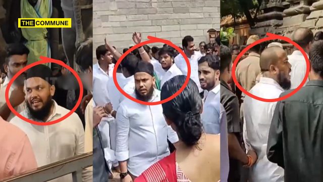 TVK Minister Aadhav Arjuna Takes His Muslim Aide Wearing Skull Cap Inside Arunachaleswarar Temple TVK Minister Aadhav Arjuna Takes His Muslim Aide Wearing Skull Cap Inside Arunachaleswarar Temple